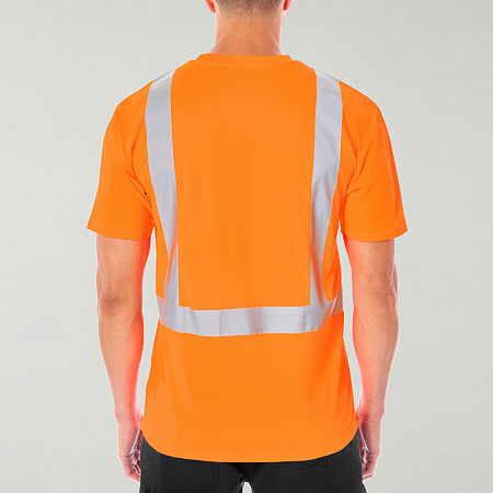 Smiths Workwear Reflective Safety Mens Crew Neck Short Sleeve Moisture Wicking Pocket T-Shirt, Xx-large, Orange