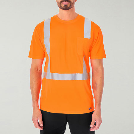 Smiths Workwear Reflective Safety Mens Crew Neck Short Sleeve Moisture Wicking Pocket T-Shirt, Xx-large, Orange