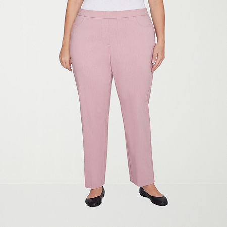 Alfred Dunner Telluride Womens Mid Rise Straight Pull-On Pants, 22w Short, Pink