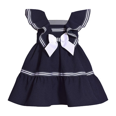 Bonnie Jean Baby Girls Sleeveless Flutter Sleeve Empire Waist Dress, 6-9 Months, Blue