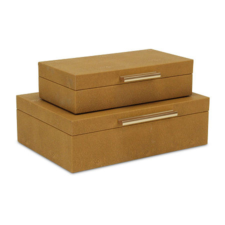 Cheungs Camel Brown Faux Shagreen Rectangular 2-pc. Decorative Box, One Size, Brown