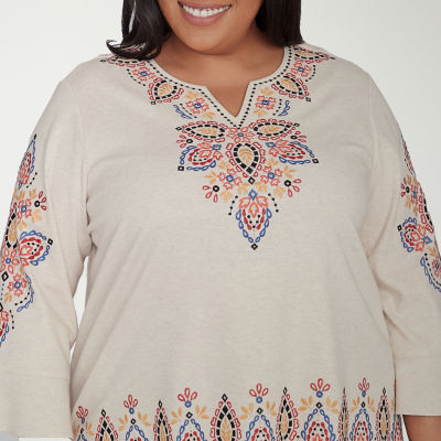 Alfred Dunner Women's Plus-Size Scenic Village Pullover Sweater - 1X Cobalt Blue Casual Knit Top - View #4