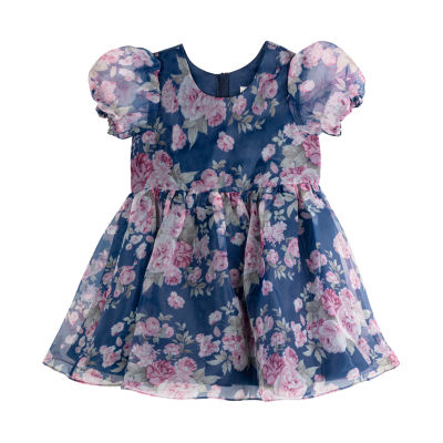 Rare Editions Toddler Girls Short Sleeve Puffed Sleeve A-Line Dress