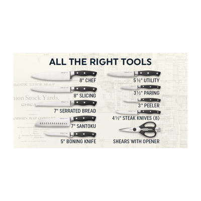 Chicago Cutlery Insignia Triple Rivet Poly 18-pc. Knife Block Set