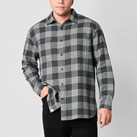 mutual weave Lightweight Big and Tall Mens Regular Fit Long Sleeve Flannel Shirt, Large Tall, Gray