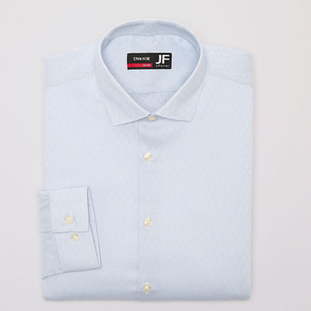 J. Ferrar Slim Ultra Comfort Mens Slim Fit Stretch Fabric Wrinkle Free Long Sleeve Dress Shirt, 17-17.5 32-33, Blue