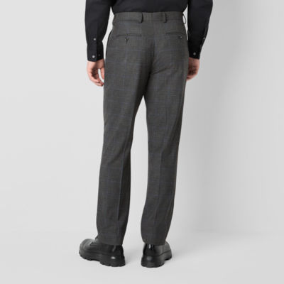 J. Ferrar Mens Slim Plaid Fit Flat Front Suit Pants