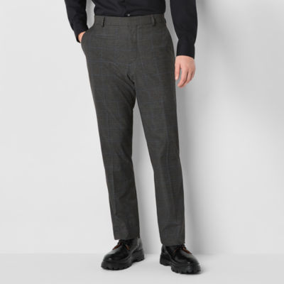 J. Ferrar Mens Slim Plaid Fit Flat Front Suit Pants