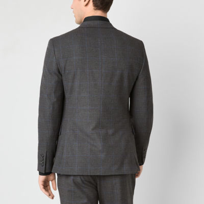 J. Ferrar Mens Slim Plaid Classic Fit Suit Jacket