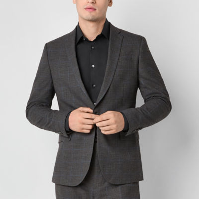 J. Ferrar Mens Slim Plaid Classic Fit Suit Jacket