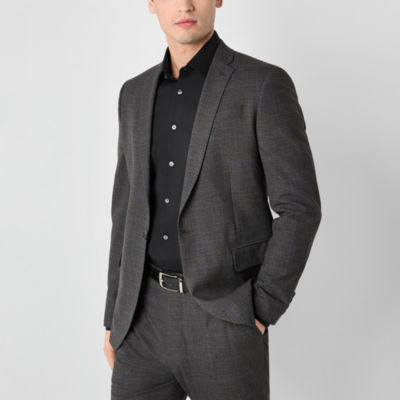 J. Ferrar Mens Slim Plaid Classic Fit Suit Jacket