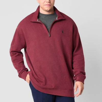 U.S. Polo Assn. Mens Mock Neck Long Sleeve Big and Tall Quarter-Zip Pullover