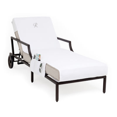 Linum Home Textiles Personalized Chaise Lounge Cover With Side Pocket Chair Protector One Size White 73$