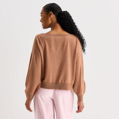 Juniors Girls Night In Off The Shoulder Womens Long Sleeve Hello Kitty Pullover Sweater