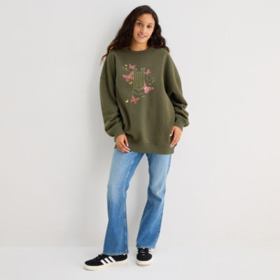 Womens Juniors Crew Neck Long Sleeve Wicked Sweatshirt