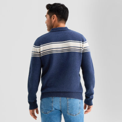 St. John's Bay Mens Long Sleeve Button Polo Sweater