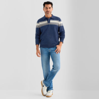 St. John's Bay Mens Long Sleeve Button Polo Sweater