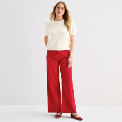 St. John's Bay Womens Crew Neck Short Sleeve Pullover Sweater