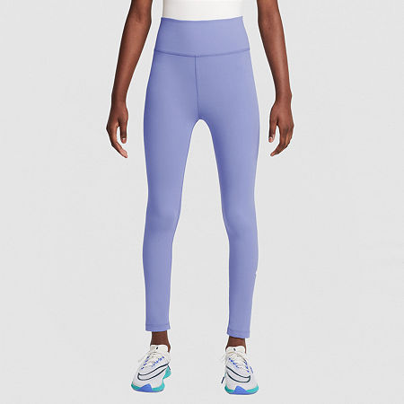 Nike Dri-Fit One Big Kid Girls High Rise Knit Active Skinny Full Length Leggings, Large, Purple