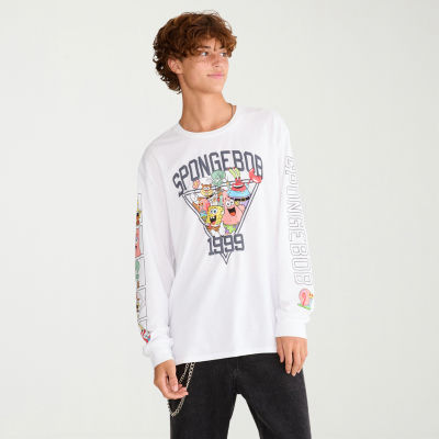new! AEROPOSTALE Mens Crew Neck Long Sleeve Regular Fit Spongebob Graphic T-Shirt