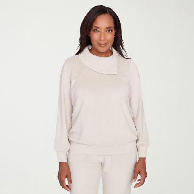 Alfred Dunner Calm Luxe Womens Cowl Neck Long Sleeve Sweatshirt