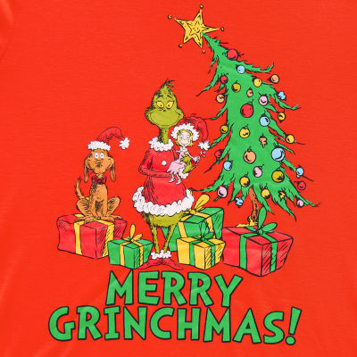 Womens Dr. Seuss Grinch Microfleece Crew Neck Long Sleeve 2-pc. Matching Family Plus Pajama Sets