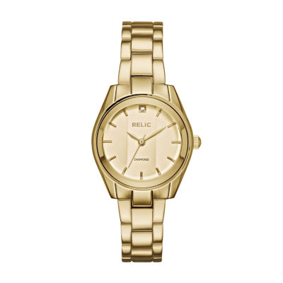 Relic By Fossil Womens Gold Tone Bracelet Watch Zr34418