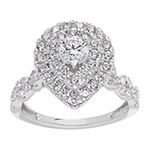 Grown With Love Womens 1 1/4 CT. T.W. Lab Grown White Diamond 14K White Gold Pear Engagement Ring