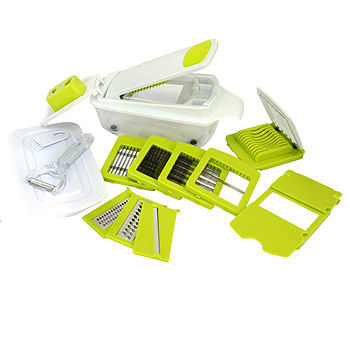 MegaChef 8 in 1 Multi-Use Slicer Dicer and Chopper with Interchangeable  Blades, Vegetable and Fruit Peeler and Soft Slicer, Color: Green - JCPenney