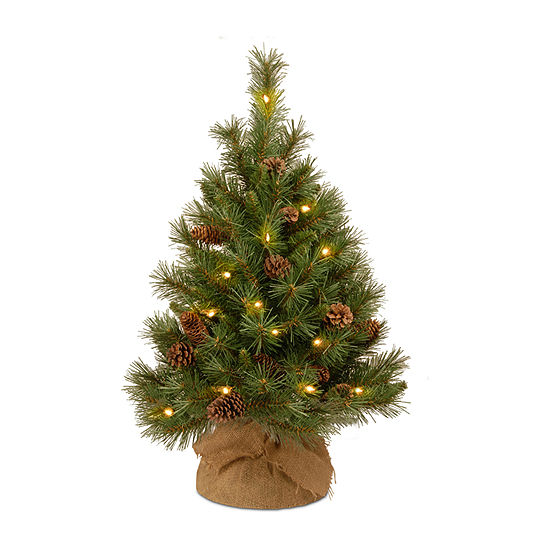 National Tree Co. 3 Foot Pine Cone Burlap Pine Pre-Lit Christmas Tree
