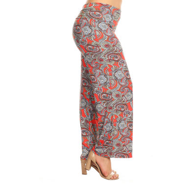 White Mark Womens Plus High Rise Wide Leg Palazzo Pant