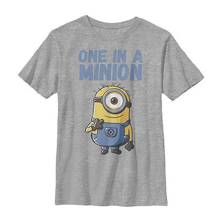 Little & Big Boys Crew Neck Short Sleeve Minions Graphic T-Shirt, X-small, Gray