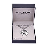 J.P. Army Men's Jewelry Compass Stainless Steel 24 Inch Link Pendant Necklace