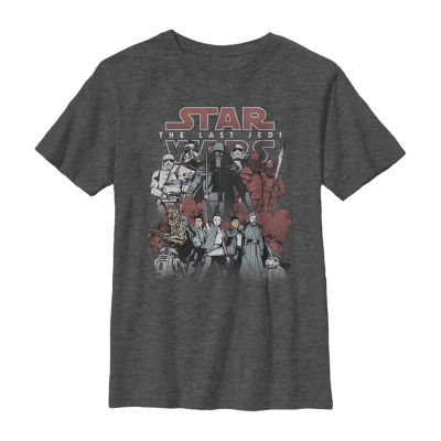 Little & Big Kid Boys Crew Neck Short Sleeve Slim Fit Star Wars Graphic T-Shirt