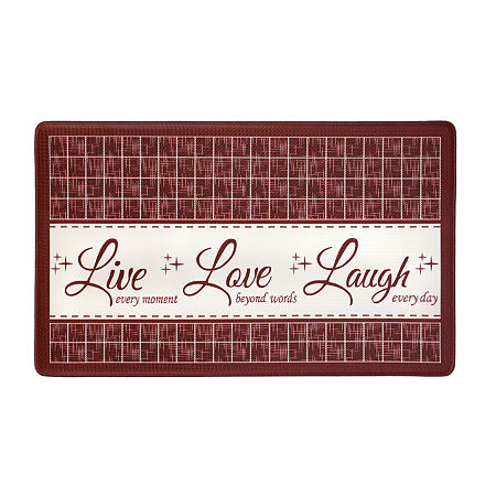 Achim Live Love Laugh Anti-Fatigue 18X30 Kitchen Mat, One Size, Red