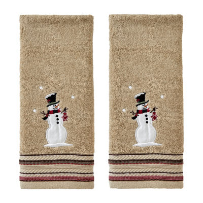 Saturday Knight Rustic Plaid Snowman 2-pc. Hand Towel