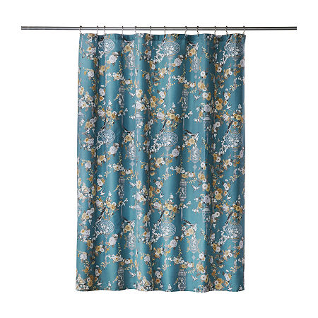 Saturday Knight Floral Lanterns Shower Curtain, One Size, Blue