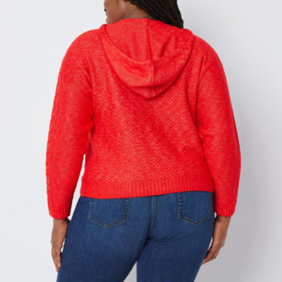 St. John's Bay Plus Womens Hooded Long Sleeve Pullover Sweater - JCPenney