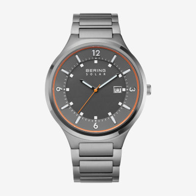 Bering Mens Gray Stainless Steel Bracelet Watch 14442-777