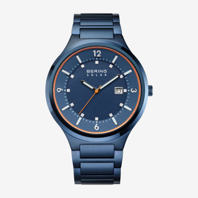 Bering Mens Blue Stainless Steel Bracelet Watch 14442-797