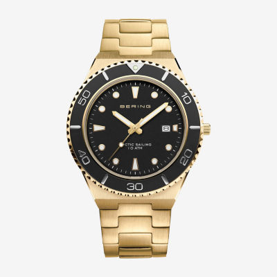Bering Mens Gold Tone Stainless Steel Bracelet Watch 18940-732