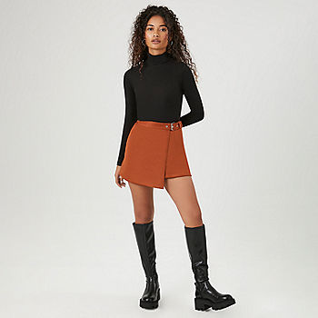 Forever 21 Faux Suede Wrapped Skort Womens High Rise A-Line Skirt-Juniors,  Color: Chestnut - JCPenney