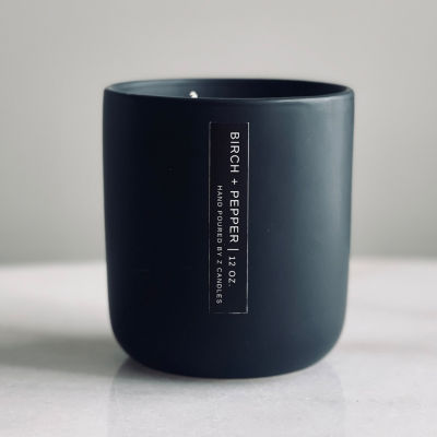 Z Candles Teakwood, Matte Black Candle 12 oz.