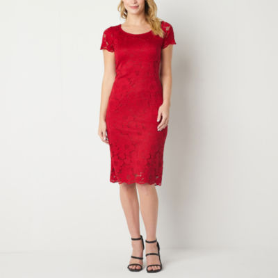 Perceptions Short Sleeve Scalloped Lace Sheath Dress Hawthorn Mall