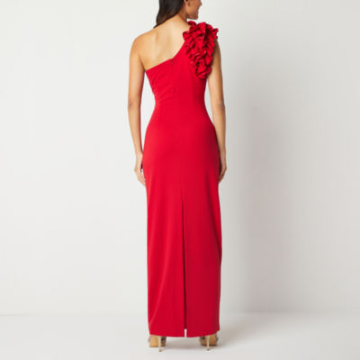 DJ Jaz Ruffle Applique Sleeveless Evening Gown