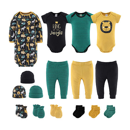 The Peanutshell King Of The Jungle Baby Unisex 16-pc. Baby Clothing Set, Newborn-3 Months, Black