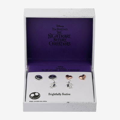 Disney Classics Jack Skellington Womens 14k Rose Gold Over Brass Nightmare Before Christmas 3 Pair Earring Set