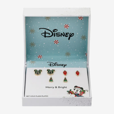 Disney Classics Holiday Lights & Christmas Tree 3 Pair Mickey Mouse Earring Set