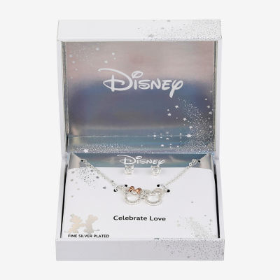 Disney Classics 2-pc. Cubic Zirconia 14k Rose Gold Over Brass Pure Silver Over Brass Mickey Mouse Minnie Mouse Jewelry Set