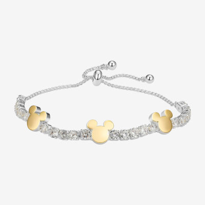 Disney Classics Womens Cubic Zirconia 14K Gold Over Brass Mickey Mouse Bolo Bracelet